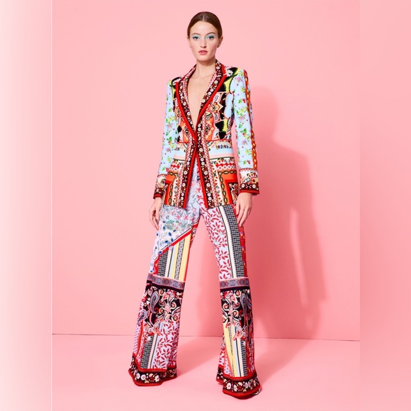 Alice + Olivia Soraya Floral Printed Pant Sz 12 - Picture 6 of 9